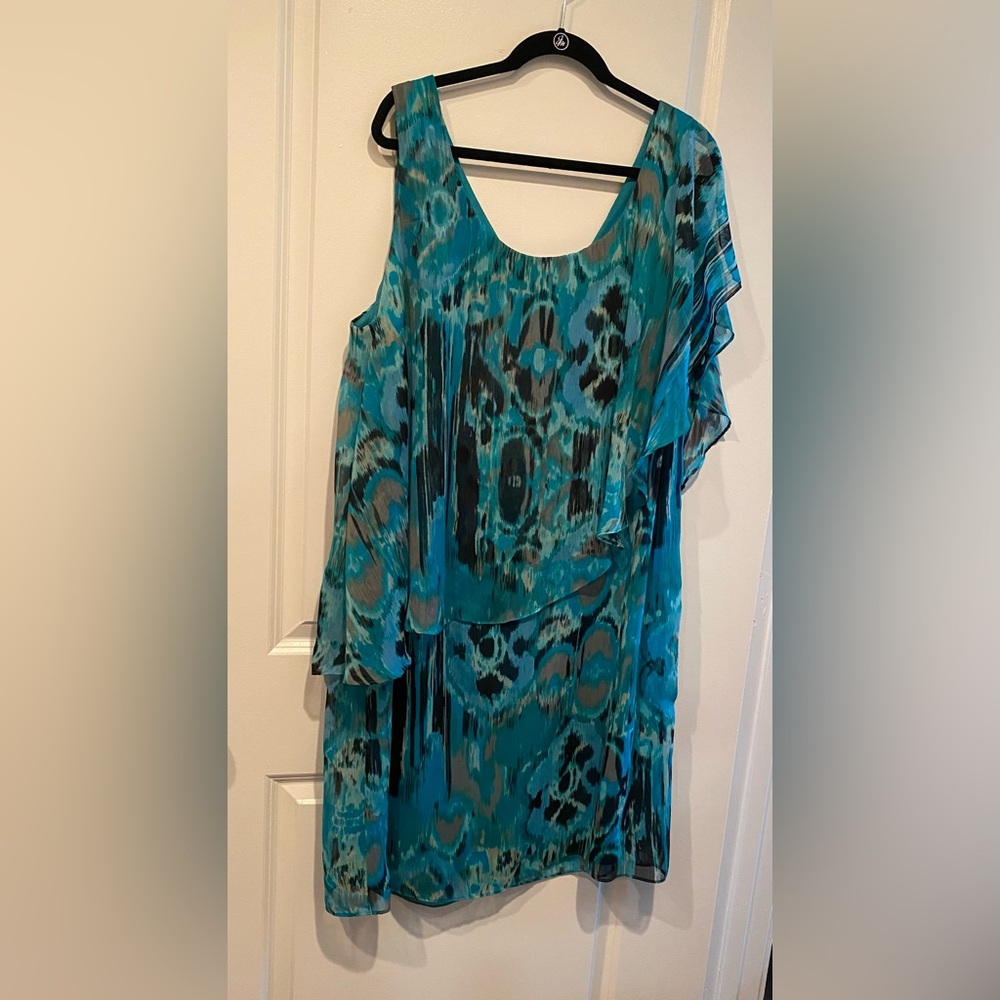 Teal and Black Patterned Dress